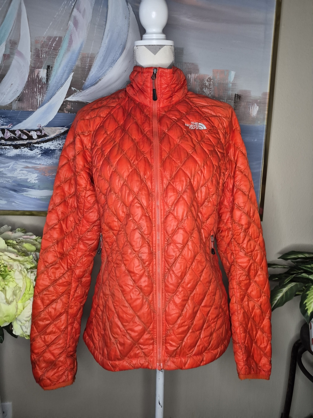 The North Face Women's Orange Quilted Puffer Jacket